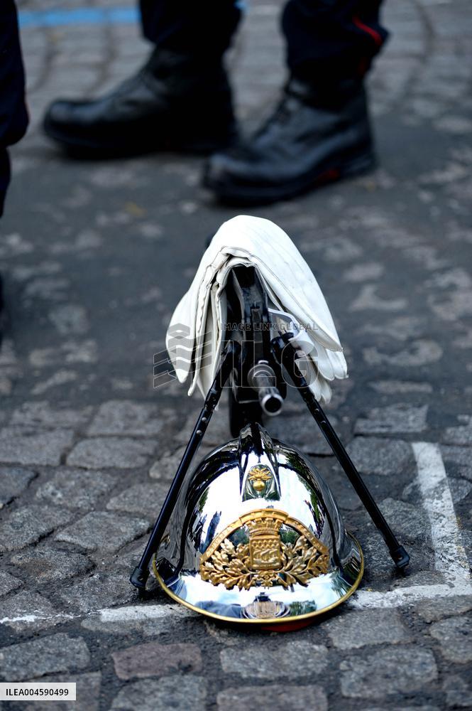 Installation of the July 14 parade on the Champs-Elysees - Paris