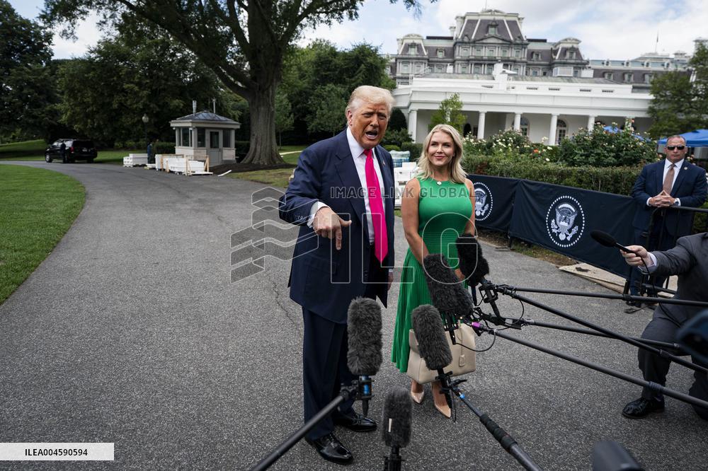 US President Donald Trump boards Marine One