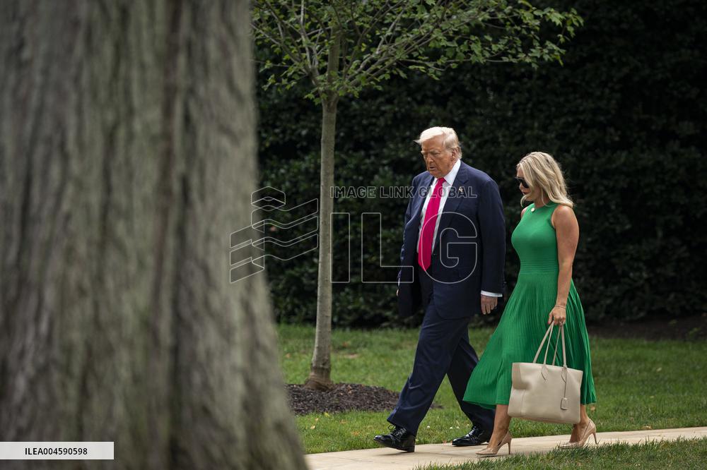 US President Donald Trump boards Marine One