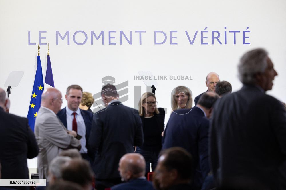 Francois Bayrou unveil the main guidelines of France 2026 budget - Paris