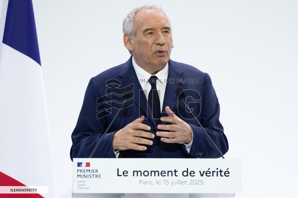 Francois Bayrou unveil the main guidelines of France 2026 budget - Paris