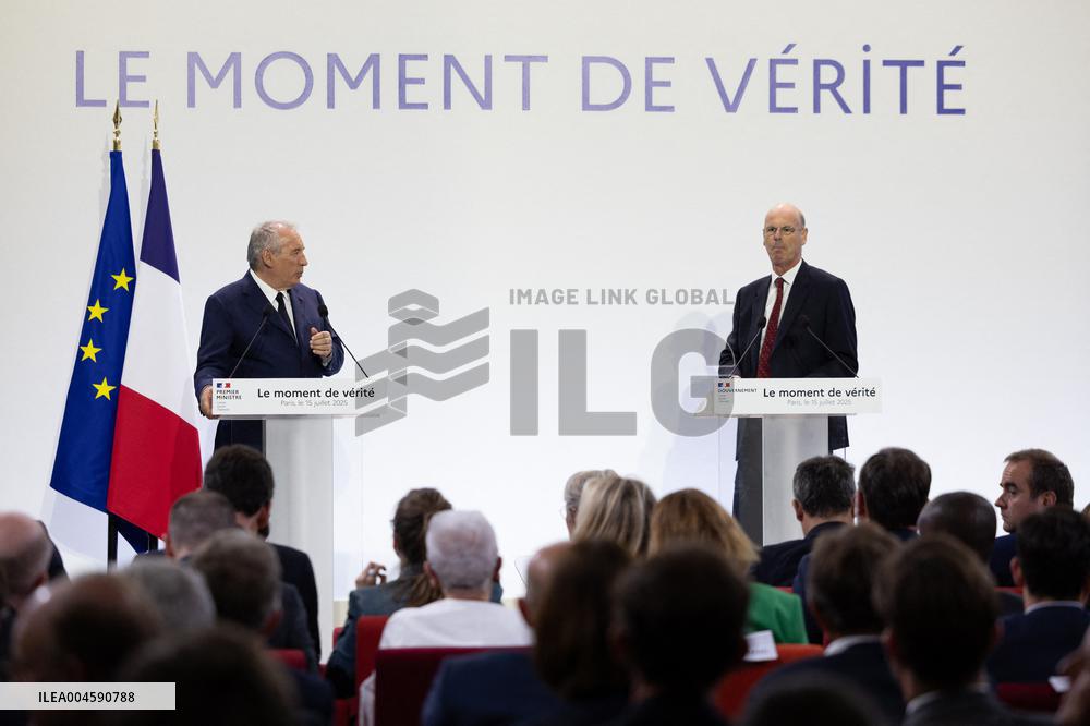 Francois Bayrou unveil the main guidelines of France 2026 budget - Paris