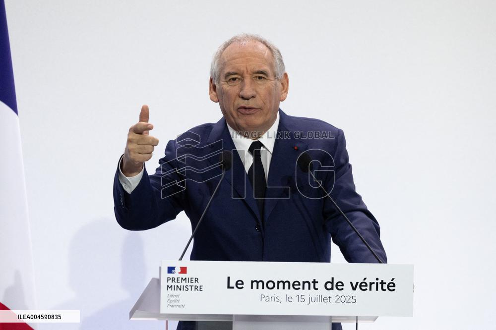 Francois Bayrou unveil the main guidelines of France 2026 budget - Paris