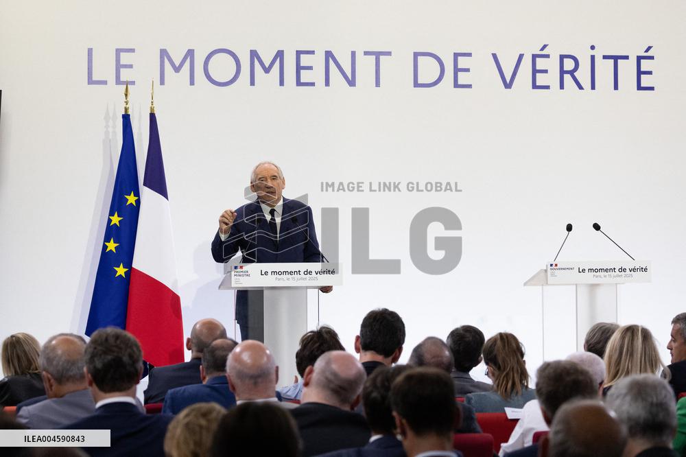 Francois Bayrou unveil the main guidelines of France 2026 budget - Paris