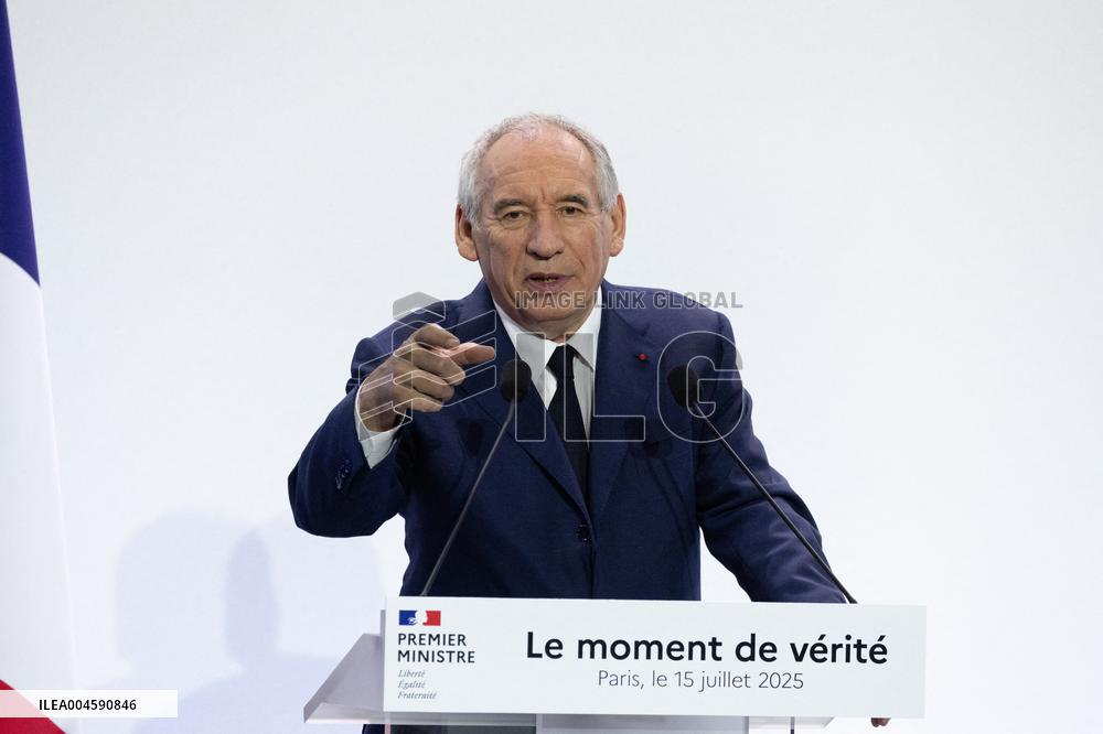 Francois Bayrou unveil the main guidelines of France 2026 budget - Paris
