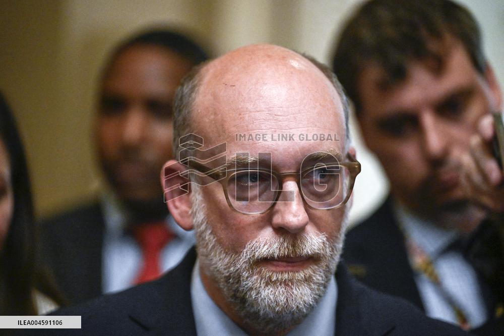 Russell Vought, Director, Office of Management and Budget (OMB) speaks to reporters before policy luncheons