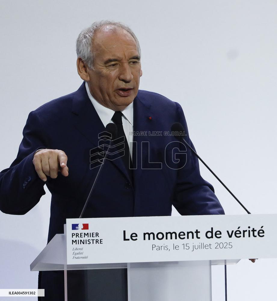 PM Bayrou Unveiling Main Guidelines Of France s 2026 Budget - Paris