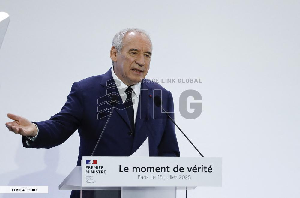 PM Bayrou Unveiling Main Guidelines Of France s 2026 Budget - Paris