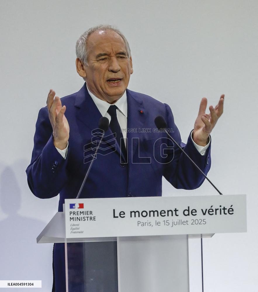 PM Bayrou Unveiling Main Guidelines Of France s 2026 Budget - Paris