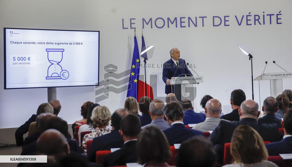 PM Bayrou Unveiling Main Guidelines Of France s 2026 Budget - Paris