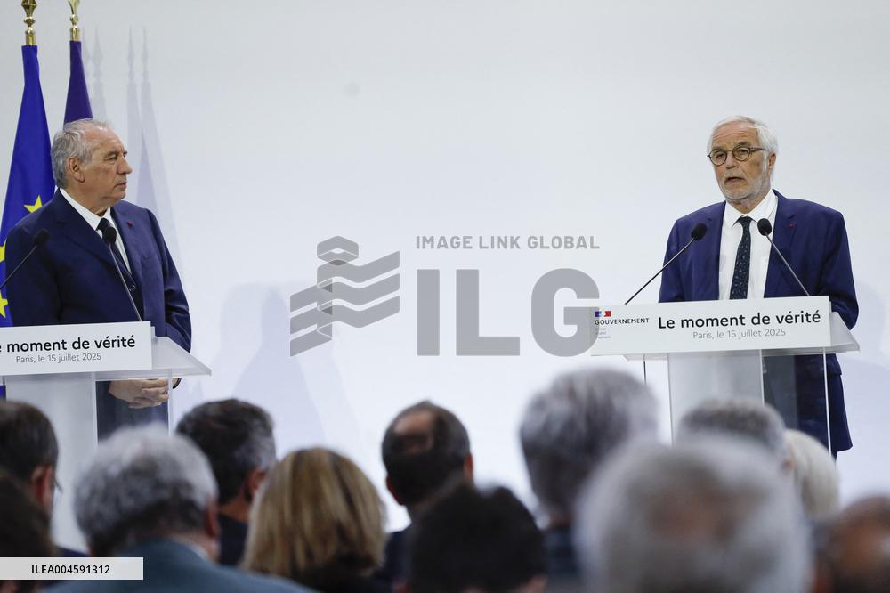 PM Bayrou Unveiling Main Guidelines Of France s 2026 Budget - Paris