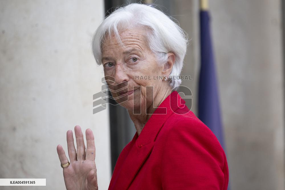 Christine Lagarde Arrives At Elysee Palace - Paris