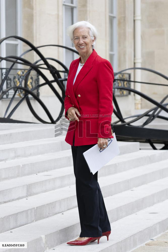 Christine Lagarde Arrives At Elysee Palace - Paris