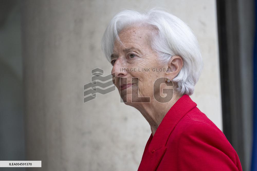 Christine Lagarde Arrives At Elysee Palace - Paris