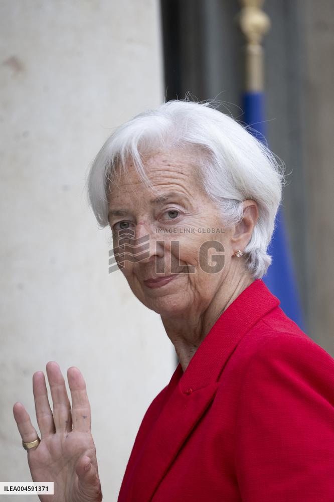 Christine Lagarde Arrives At Elysee Palace - Paris