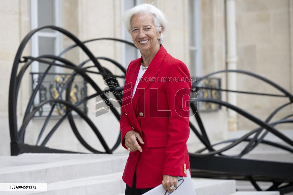 Christine Lagarde Arrives At Elysee Palace - Paris