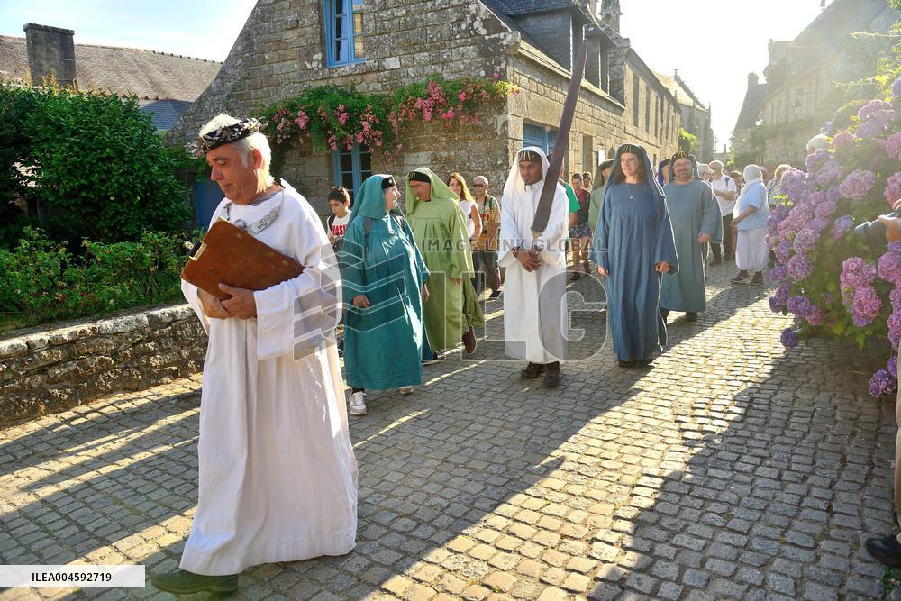 Celtic Druids Hold Tromenie Ceremony in Locronan - France
