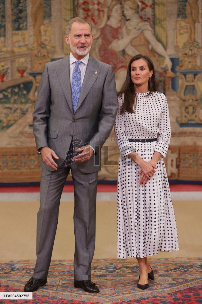 King and Queen of Spain Host Princess of Asturias Foundation Meeting - Madrid