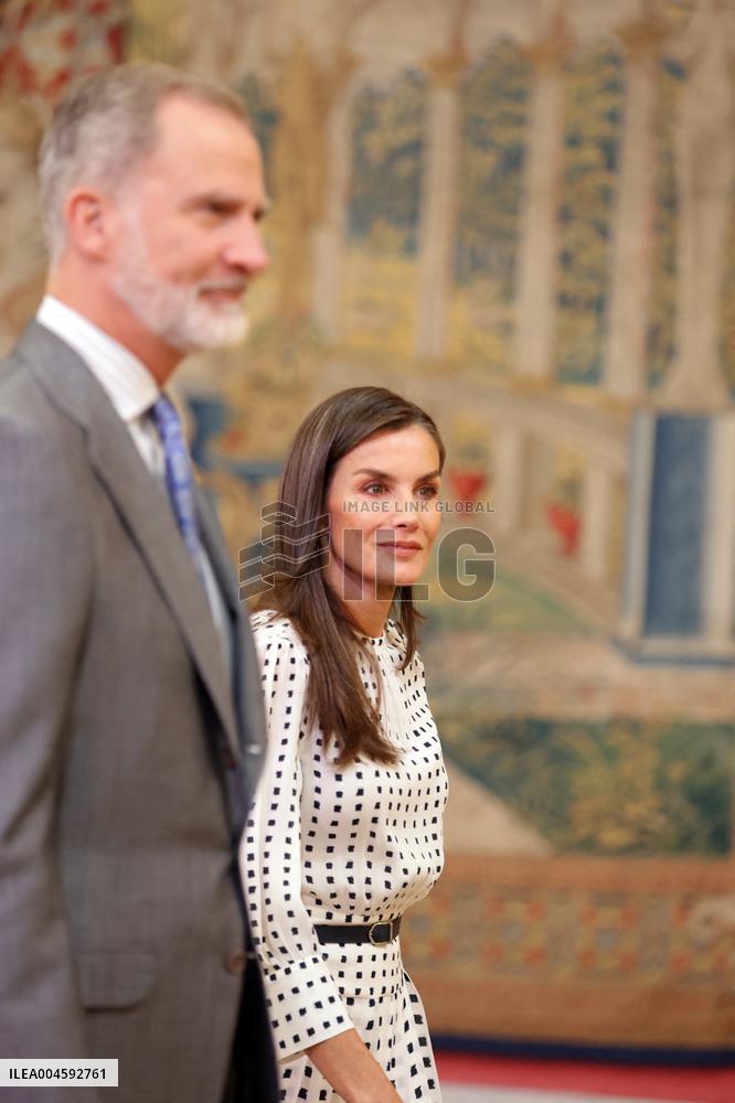 King and Queen of Spain Host Princess of Asturias Foundation Meeting - Madrid