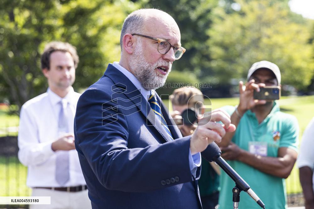Director of the United States Office of Management and Budget (OMB) Russell Vought speaks at White House