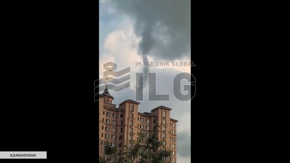 China: Rare Waterspout Twirls Over Songyuan Sky