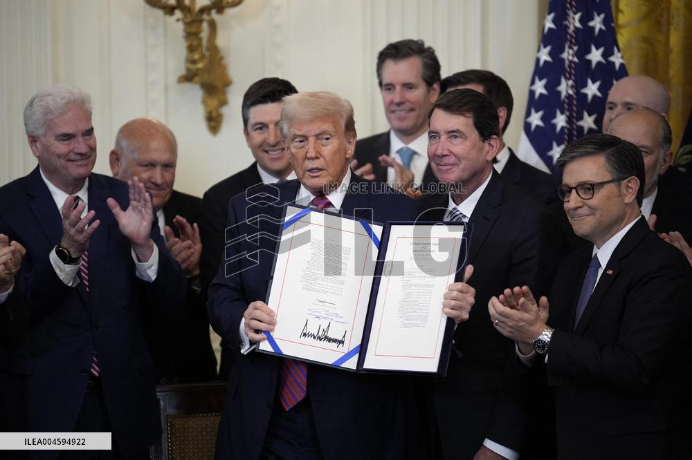 Donald Trump signs S.1582 GENIUS Act - Washington