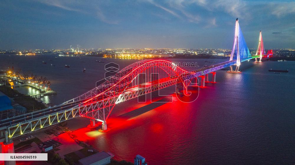 Changtai Yangtze River Bridge Landscape Lighting Test