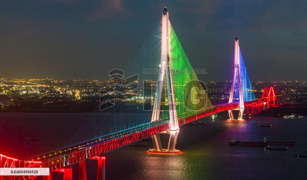 Changtai Yangtze River Bridge Landscape Lighting Test