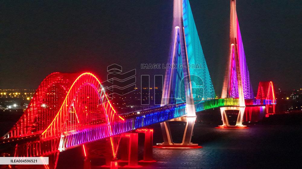 Changtai Yangtze River Bridge Landscape Lighting Test