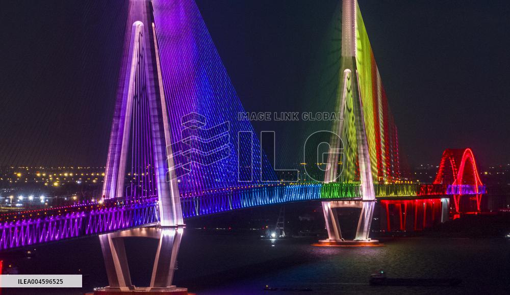 Changtai Yangtze River Bridge Landscape Lighting Test