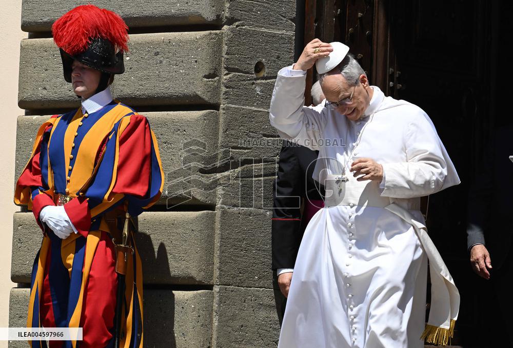 Pope Leo XIV Leads The Angelus Prayer - Castel Gandolfo