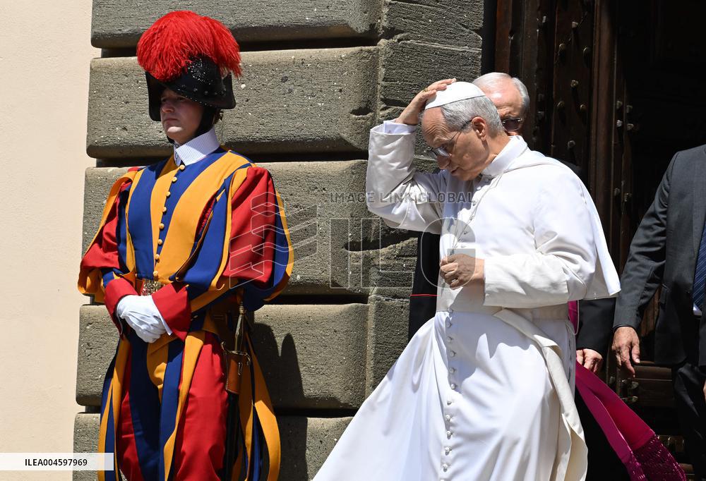 Pope Leo XIV Leads The Angelus Prayer - Castel Gandolfo