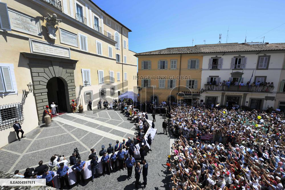 Pope Leo XIV Leads The Angelus Prayer - Castel Gandolfo