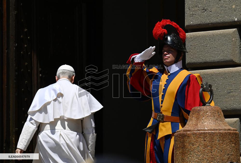 Pope Leo XIV Leads The Angelus Prayer - Castel Gandolfo