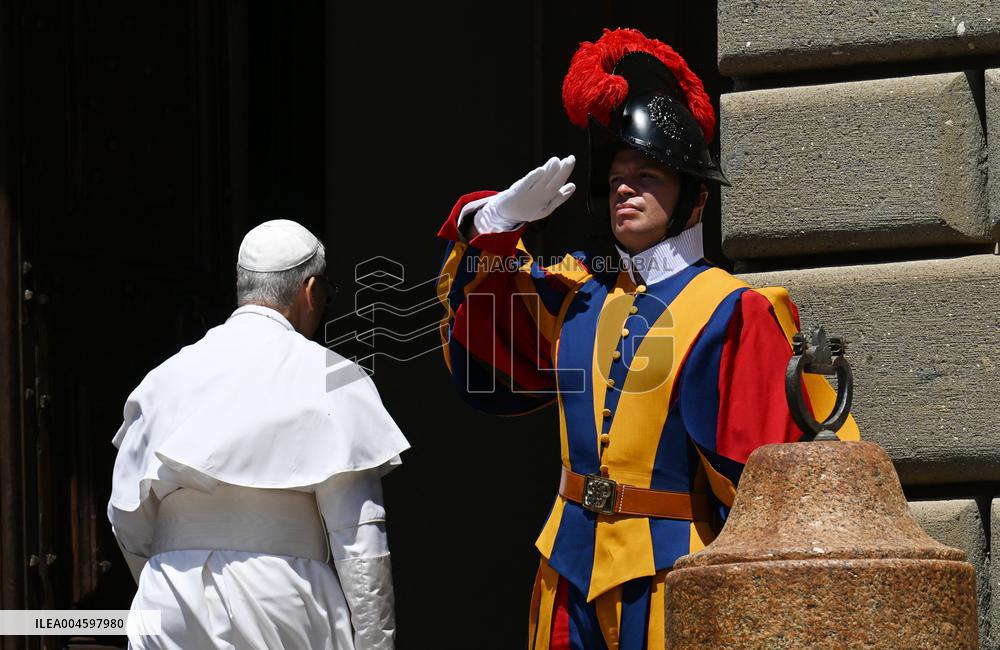 Pope Leo XIV Leads The Angelus Prayer - Castel Gandolfo
