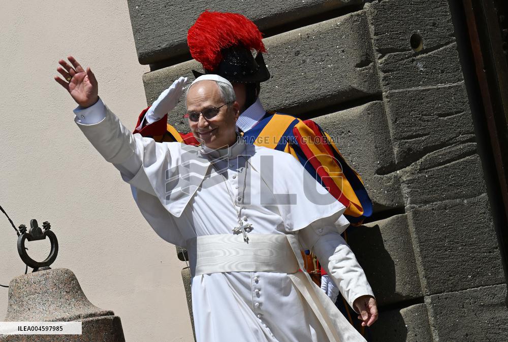 Pope Leo XIV Leads The Angelus Prayer - Castel Gandolfo