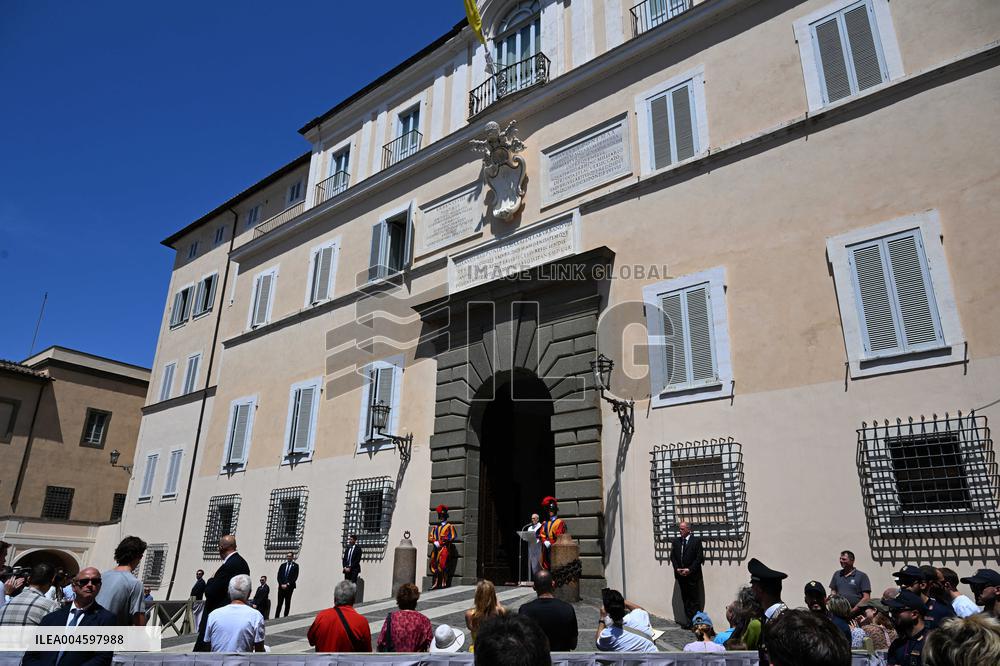 Pope Leo XIV Leads The Angelus Prayer - Castel Gandolfo