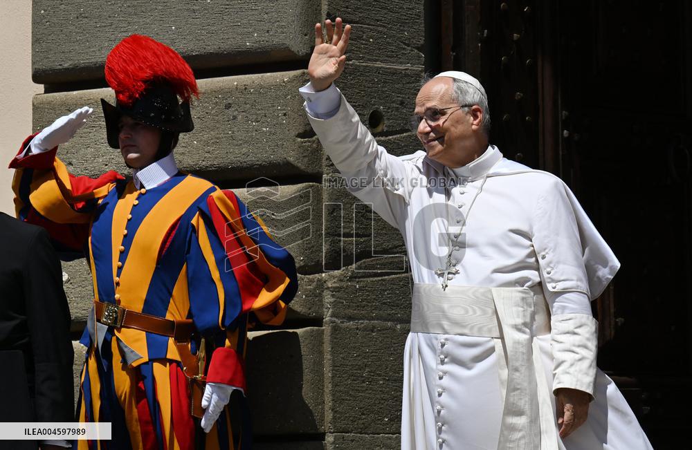 Pope Leo XIV Leads The Angelus Prayer - Castel Gandolfo
