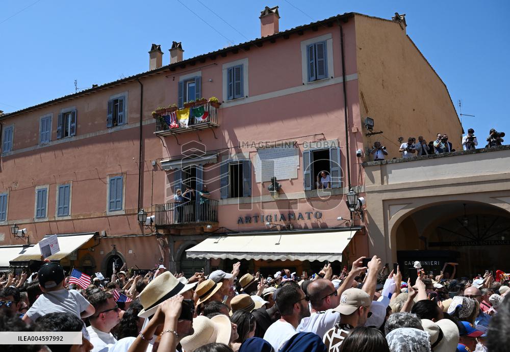 Pope Leo XIV Leads The Angelus Prayer - Castel Gandolfo