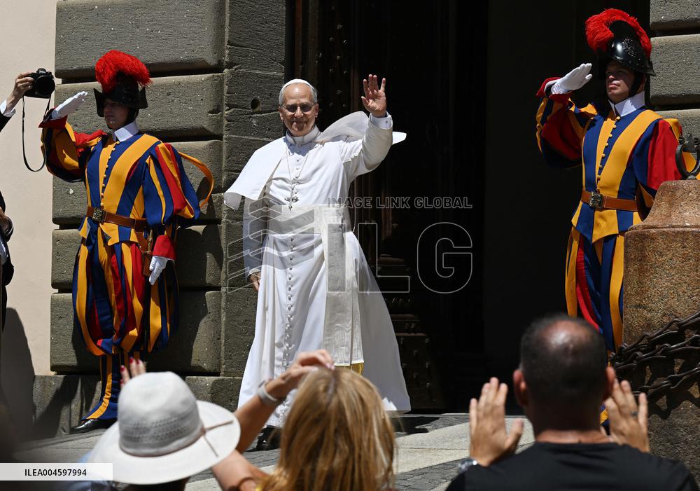 Pope Leo XIV Leads The Angelus Prayer - Castel Gandolfo