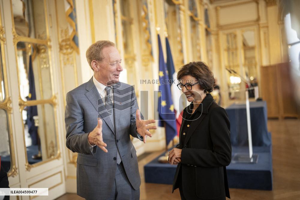 Rachida Dati At Signing Ceremony To Create Notre Dame Cathedral Digital Twin - Paris