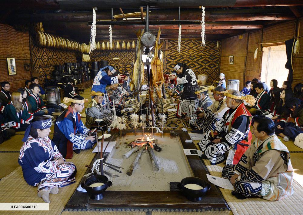 Ainu people hold ritual in Hokkaido