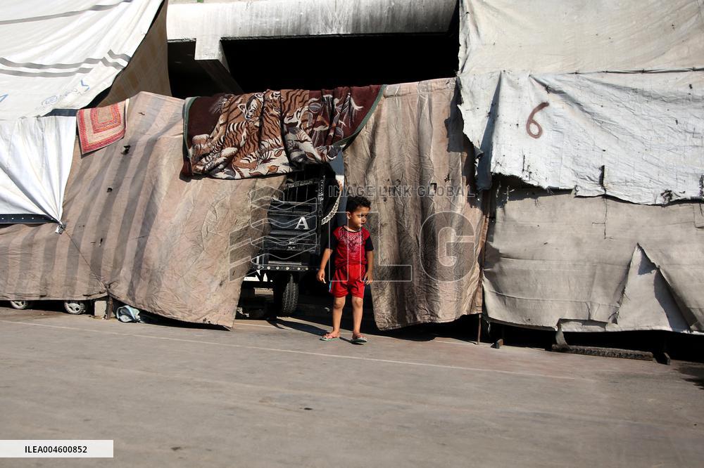 Displaced Palestinian Children At Shelter - Gaza
