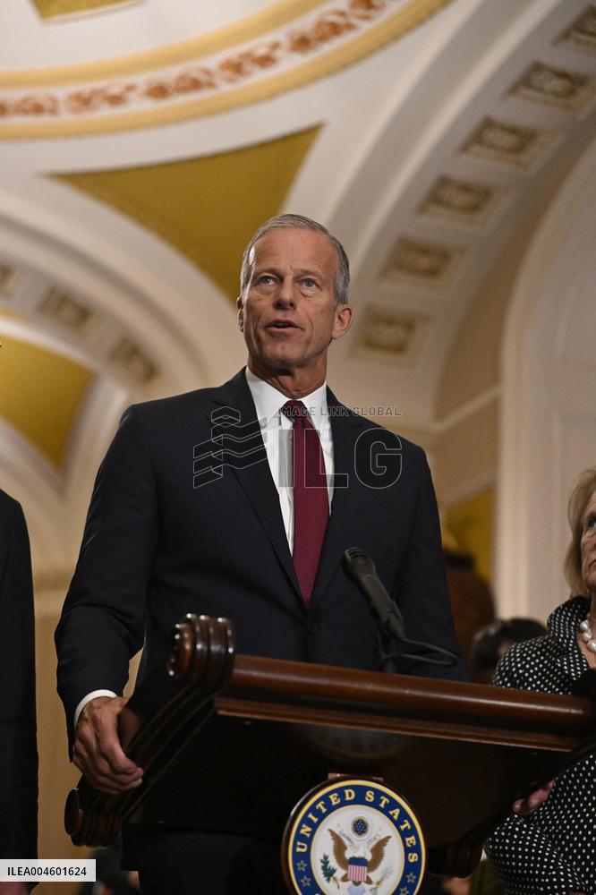 Thune Meets Reporters Following the US Senate Republican Policy Luncheon
