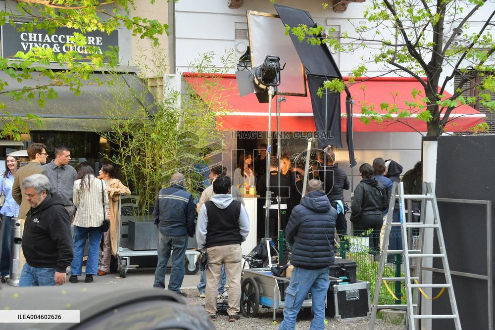 Elisabetta Canalis Filming A Commercial - Milan