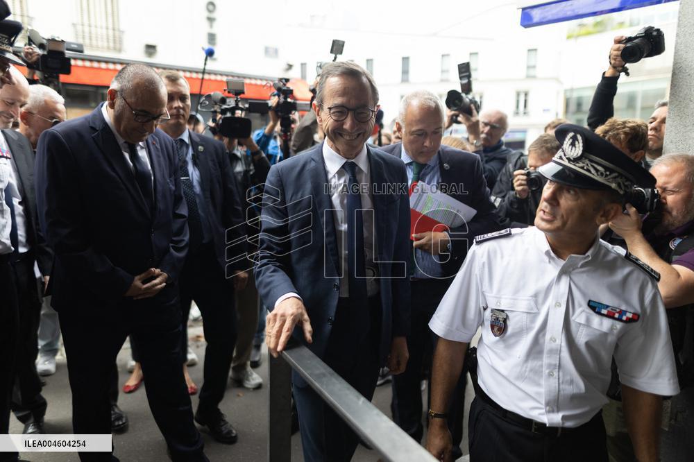 Bruno Retailleau visits the 20th Arrondissement Police Station - Paris