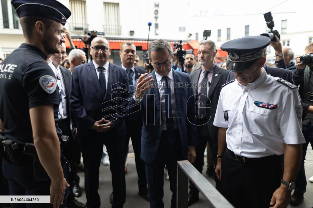 Bruno Retailleau visits the 20th Arrondissement Police Station - Paris