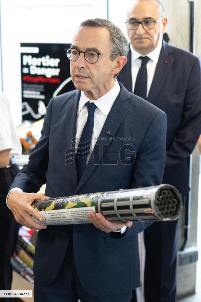 Bruno Retailleau visits the 20th Arrondissement Police Station - Paris