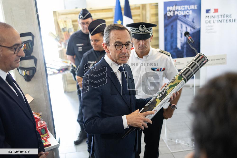 Bruno Retailleau visits the 20th Arrondissement Police Station - Paris