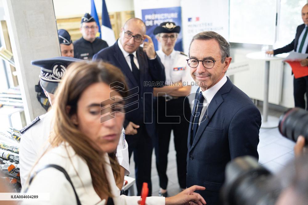 Bruno Retailleau visits the 20th Arrondissement Police Station - Paris